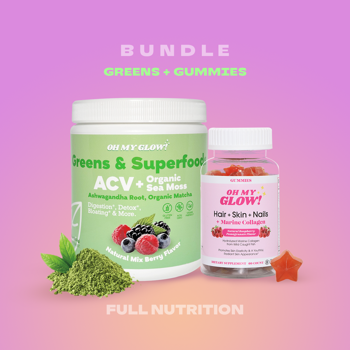 Paquete de gomitas y supervegetales Oh My Glow!