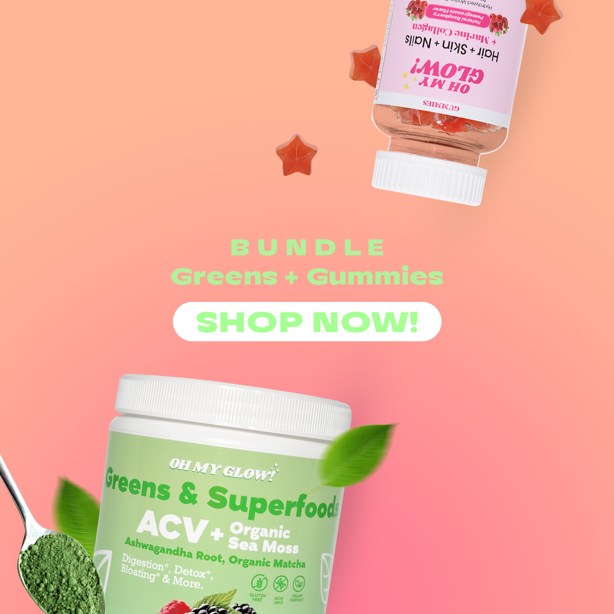 Paquete de gomitas y supervegetales Oh My Glow!