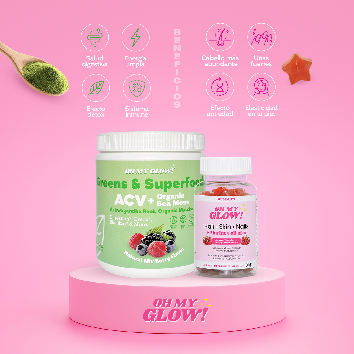 Paquete de gomitas y supervegetales Oh My Glow!