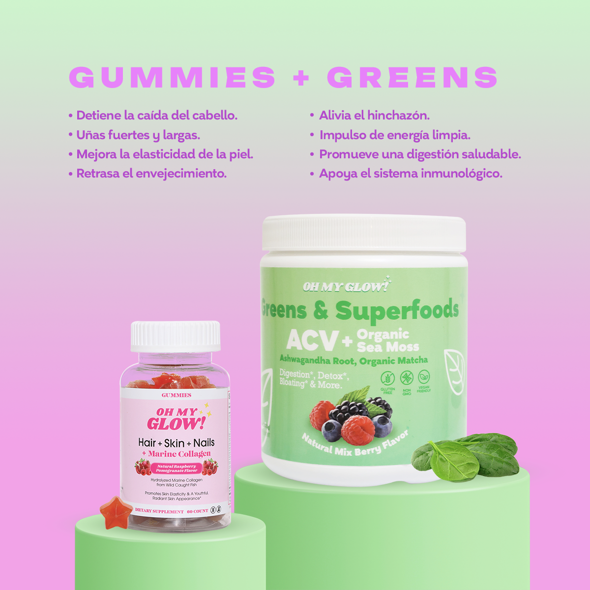 Paquete de gomitas y supervegetales Oh My Glow!