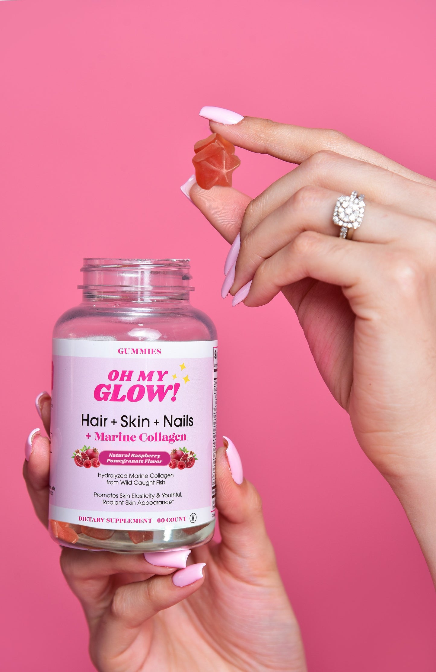 Oh My Glow! Hair, Skin & Nails + Marine Collagen Gummies - 1 Month