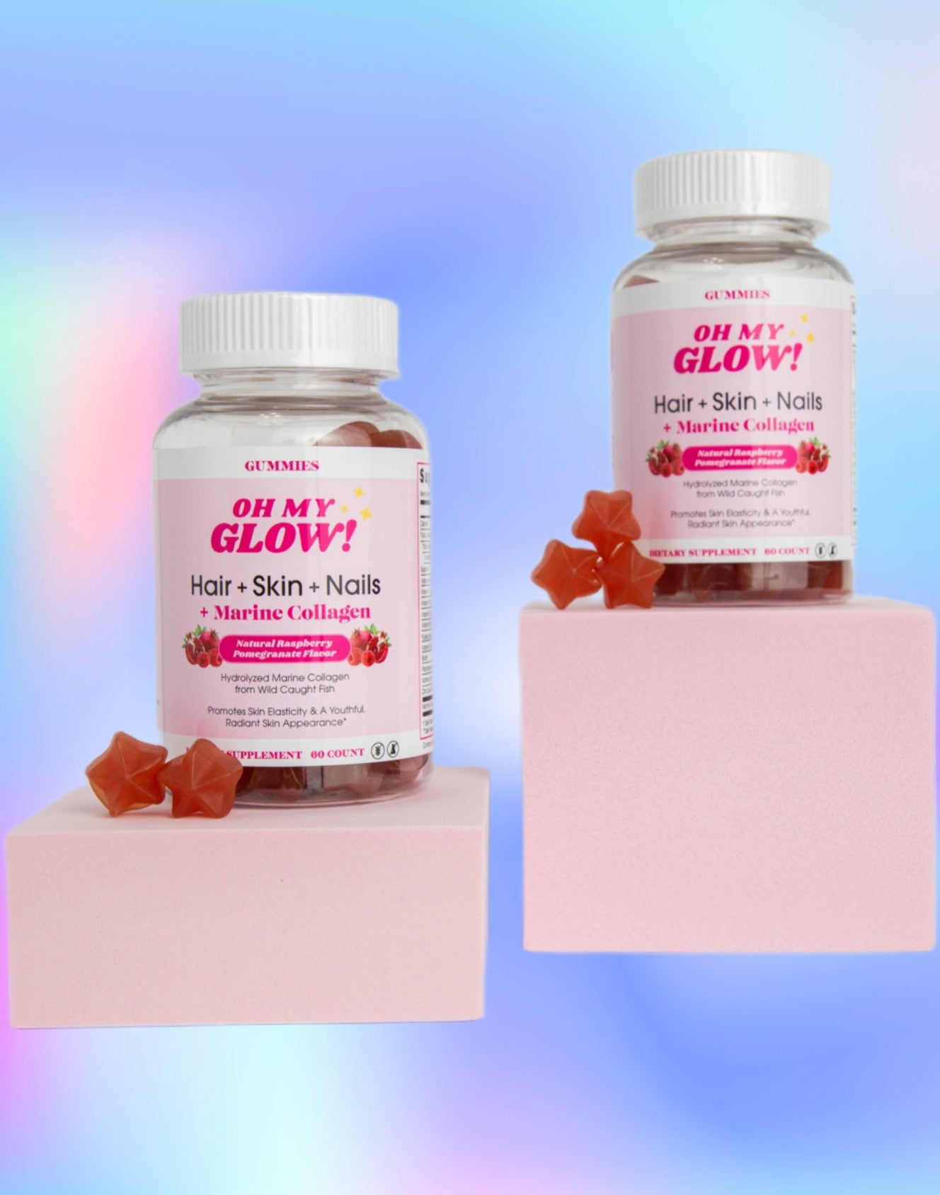 Oh My Glow! Hair, Skin & Nails + Marine Collagen Gummies - 2 Month Pack