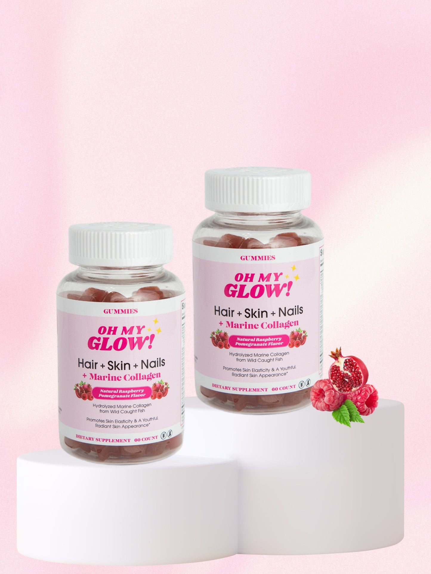 Oh My Glow! Hair, Skin & Nails + Marine Collagen Gummies - 2 Month Pack