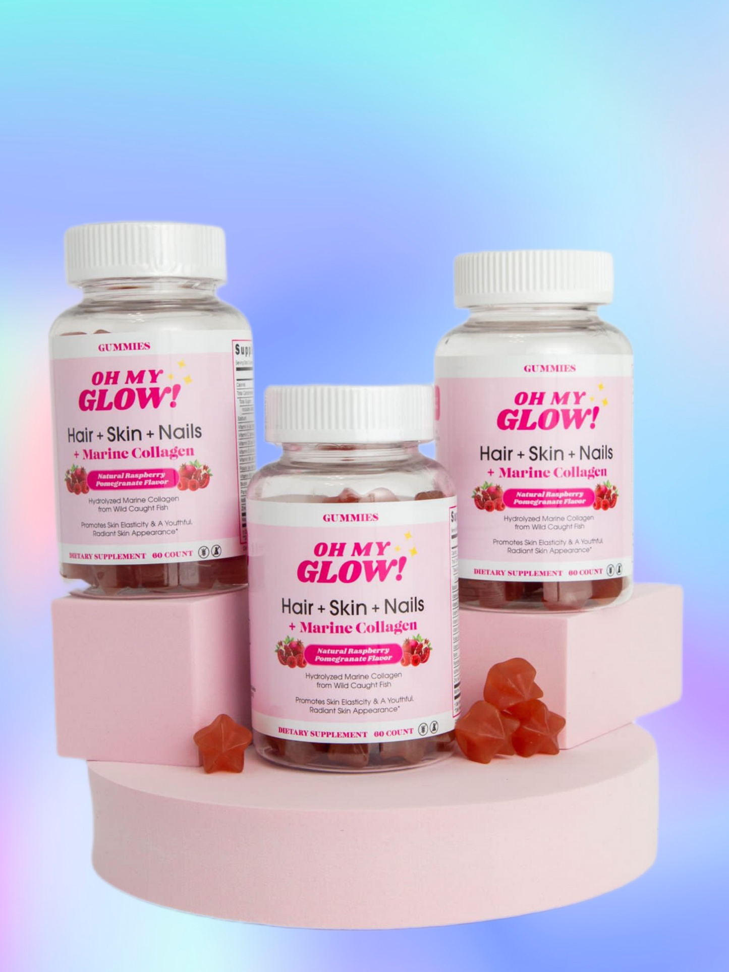 Oh My Glow! Hair, Skin & Nails + Marine Collagen Gummies - 3 Month Pack