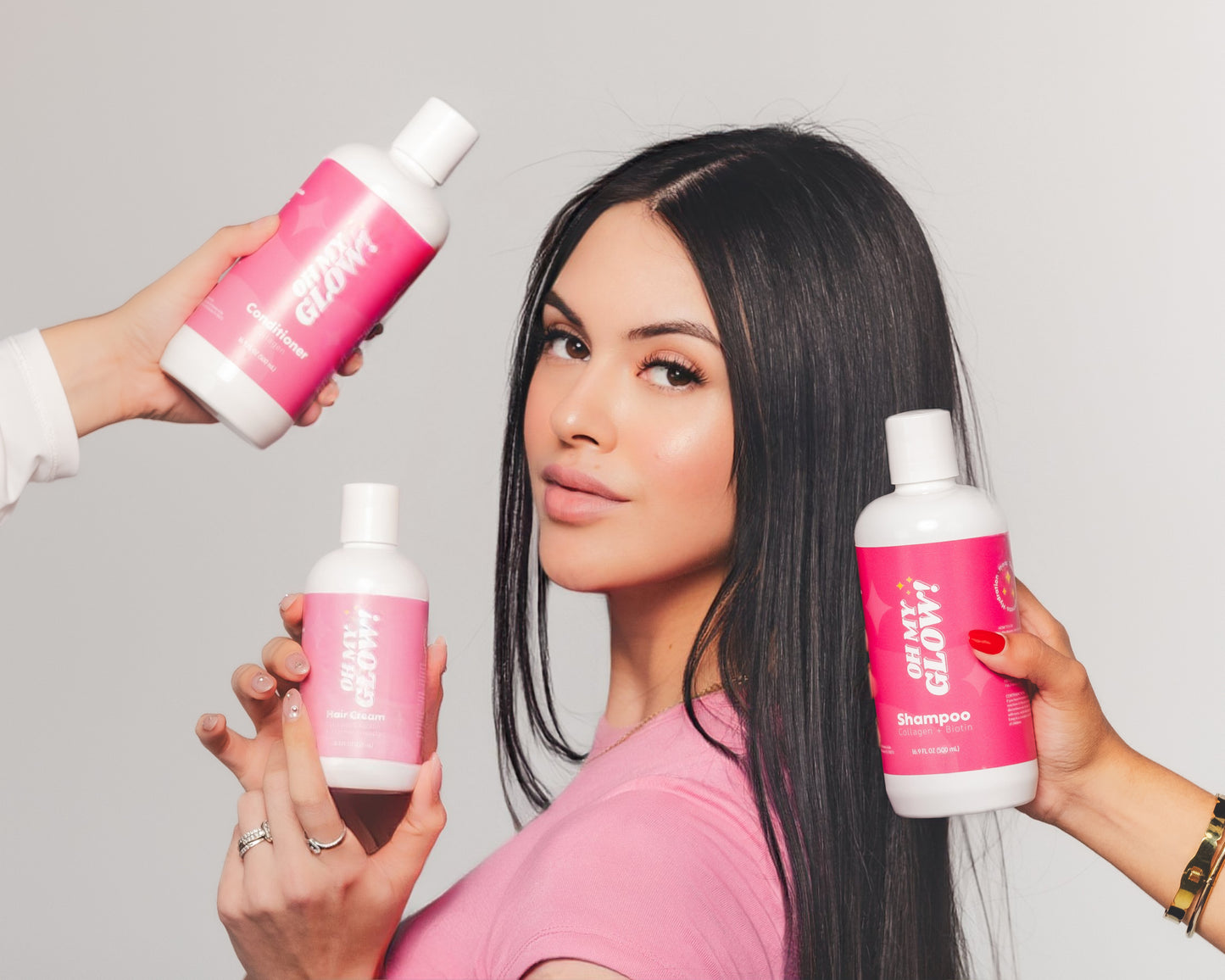 Oh My Glow! Hair Care Kit - Shampoo, Conditioner, Hair Cream